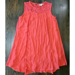 John Paul Richard Sleeveless Dress Women's Large Dark Orange Lace Top Beachy